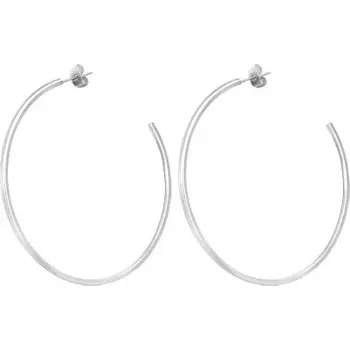 Náušnice Ocelové náušnice, hladké kruhy, stříbrná barva, puzetové zapínání
