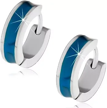 Náušnice Náušnice z chirurgické oceli s vyhloubeným modrým středovým pásem