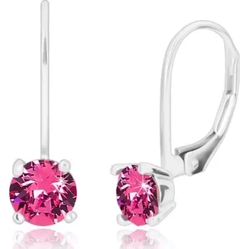 Náušnice Stříbrné náušnice 925 - třpytivý zirkon fuchsiové barvy, dámský patent