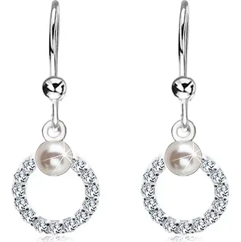 Náušnice Náušnice ze stříbra 925, čirý zirkonový kroužek s bílou perlou