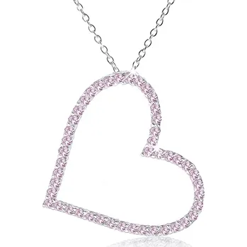 Náhrdelník Náhrdelník ze stříbra 925, kontura symetrického srdce z růžových zirkonů