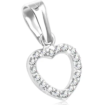 Přívěsek Přívěsek ze 14K zlata - kontura srdíčka vykládaná čirými zirkony