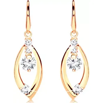 Náušnice Zlaté náušnice 585 - zaoblená kontura zrnka, kulaté čiré zirkonky