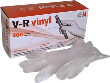 Vyšetřovací rukavice V-R Vinyl Vinylové rukavice bezprašné pravolevé bílé 200 ks M