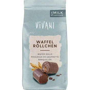 Čokoláda Bio oplatkové rolky v mléčné čokoládě VIVANI 125 g