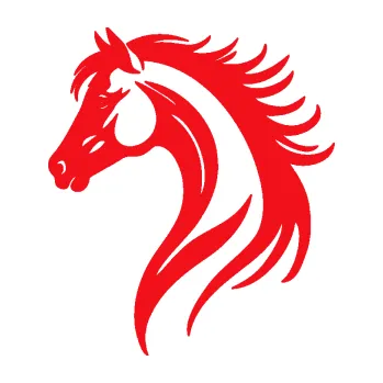 Samolepící dekorace SAMOLEPKA Kůň 106 levá vlající hříva (10 - červená) NA AUTO, NÁLEPKA, FÓLIE, POLEP, TUNING, VLASTNÍ TEXT, TISK, AUTOSAMOLEPKY.cz, POLEPY, OBRÁZEK, LOGO, SAMOLEPKY