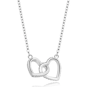 Náhrdelník Náhrdelník ze stříbra 925 - spojené obrysy srdcí, obruba z čirých zirkonů