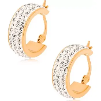 Náušnice Náušnice z oceli 316L zlaté barvy, pás třpytivých čirých zirkonků