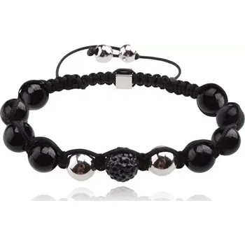 Náramek Náramek Shamballa, černá zirkonová kulička, matné černé korálky
