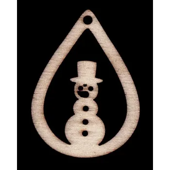 Stavební deska Výřez z překližky, J70, kapka, SNĚHULÁK S NOSEM, 36x49mm, 1ks