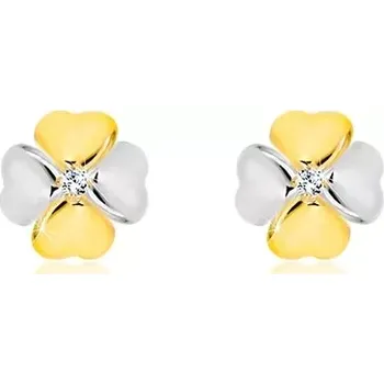 Náušnice Briliantové náušnice v kombinovaném zlatě 585 - symbol štěstí s diamantem