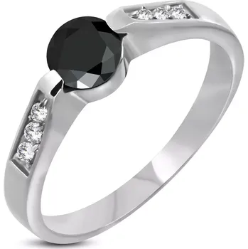 Prsten Ocelový zásnubní prsten s černým očkem - Velikost: 52
