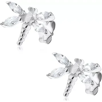 Náušnice Stříbrné náušnice 925 - vážky se zirkonovými křídly