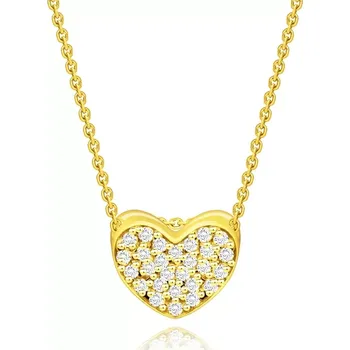 Náhrdelník Diamantový náhrdelník ze žlutého zlata 585 - srdce s čirými diamanty