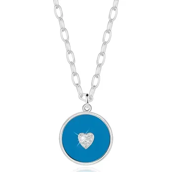 Náhrdelník Stříbrný 925 náhrdelník - kulatý obojek, tyrkys, srdce, kulaté zirkony