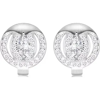 Náušnice Ródiované náušnice ze stříbra 925 - zirkonové zrnko čiré barvy, třpytivý lem