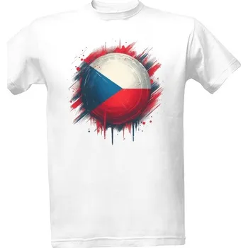 Tričko s potiskem Triko s kulatou českou vlajkou pánské
