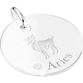 Přívěsek Kruhový přívěsek ze stříbra 925 - známka se znamením BERAN, čirý zirkon