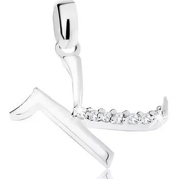 Přívěsek Blýskavý přívěsek, stříbro 925, písmeno K zdobené čirými zirkonky