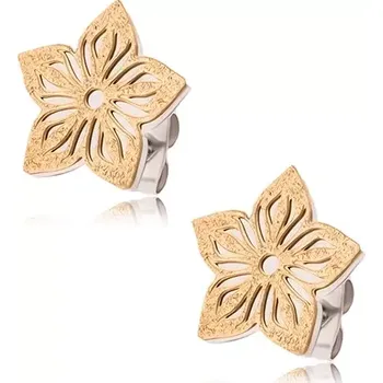 Náušnice Dvojbarevné náušnice z oceli, pískovaný vyřezávaný květ