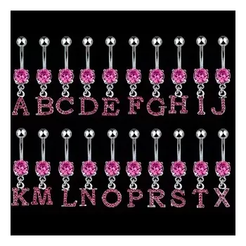 Piercing Piercing do břicha - zirkonový přívěsek písmeno - Písmeno: O