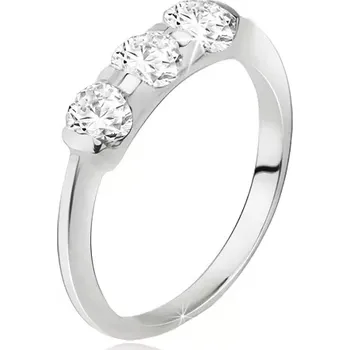 Prsten Prsten stříbro 925, širší pás se zasazenými třemi kamínky - Velikost: 49