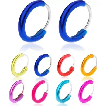 Náušnice Kruhové náušnice, stříbro 925, glazovaný povrch s metalickým leskem, 8 mm - Barva: Oranžová