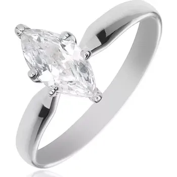 Prsten Zásnubní prsten ze stříbra 925 - velký třpytivý zirkon ve tvaru zrnka - Velikost: 65