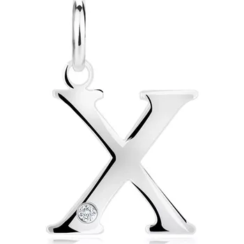 Přívěsek Diamantový přívěsek ze stříbra 925 - velké písmeno X, kulatý briliant