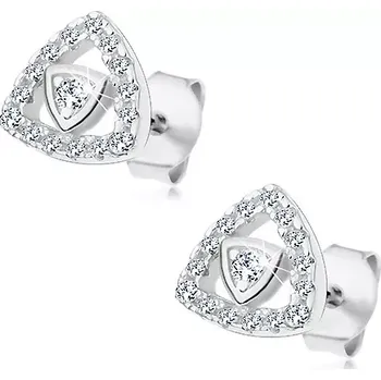 Náušnice Stříbrné 925 náušnice, obrys trojúhelníku vykládaný zirkonky čiré barvy