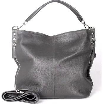 Kabelka Kožená tmavěšedá kabelka na rameno i crossbody 7733