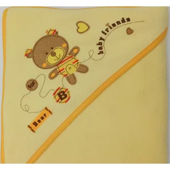 DB Froté osuška s kapucí Medvídek 80 x 80 cm - žlutá