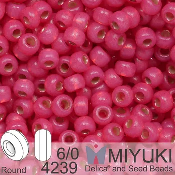 Korálek Korálky Miyuki MIX Round 6/0. Barva 4239 Duracoat Dyed Hibiscus S/L Alabaster . Balení 5g
