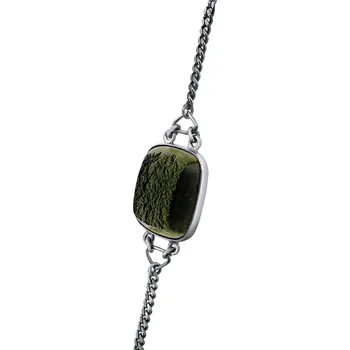 Náramek Vltavín Moldavite Elegantní stříbrný náramek s vltavínem polobrus P