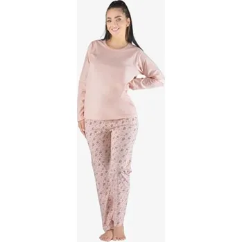 Dámské pyžamo Dámské pyžamo dlouhé GINA 19155P pleťová tweed S