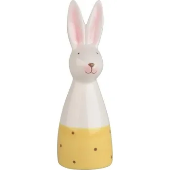 Velikonoční dekorace Zajíc se žlutým dekorem z keramiky na postavení 5 x 15,5 cm