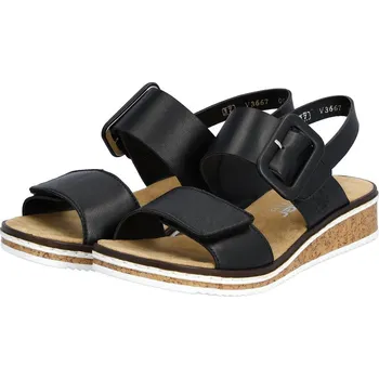 Dámské sandále Dámské kožené sandály V3667-00 Rieker černé Barva: schwarz, Velikost: 38