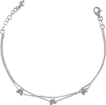 Náramek Stříbrný náramek dvojité rolo s motýlky délka náramku 17+3cm