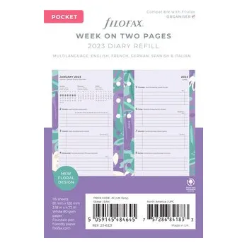 Diář Filofax, Diářový set Floral 2023 kapesní