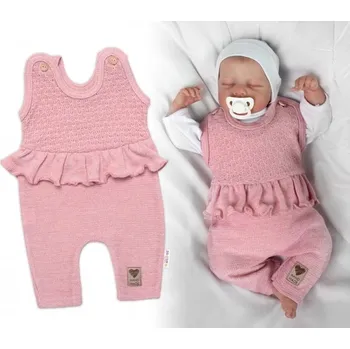 Pletené láclové kalhoty Girl s volánkem, Baby Nellys, pudrově růžové, Velikost koj. oblečení 62 (2-3m)