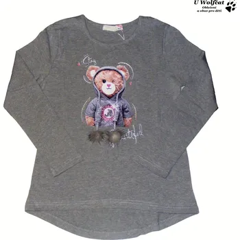 Dětská móda Dívčí tričko dl.r. KUGO WK0860 šedé