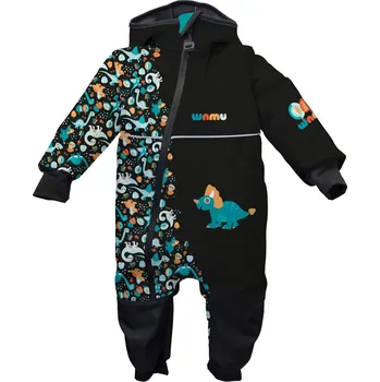Dětský overall WAMU Softshellová kombinéza dětská, DINOSAUŘI, černo-hnědá 92 - 98