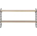 Bloomingville Nástěnná police North Shelf Nature černá barva přírodní barva dřevo kov