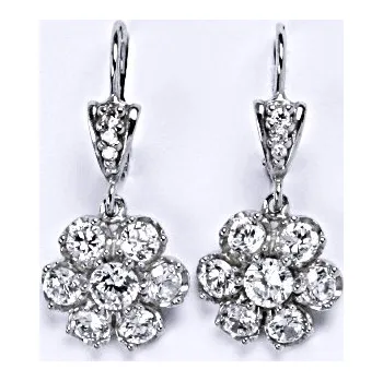 Náušnice Stříbrné visací náušnice kytičky čiré zirkony - NK15/1378 (Stříbrné visací náušnice se zirkony)