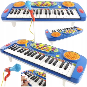 Hudební nástroj pro děti RKToys Klávesy s mikrofonem Modré - Malá prasklina v zadní části
