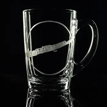 hrnek na čaj 250ml s příčnou flétnou - ručně ryté (broušené) dárková krabička, dárek pro hudebníka