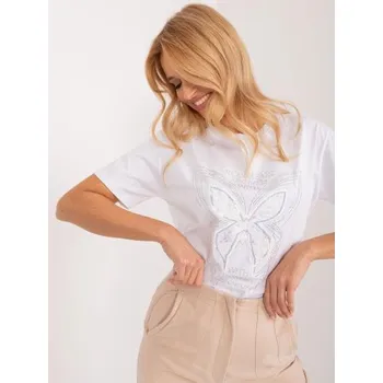 Dámské tričko Dámské tričko nadměrné velikosti s nášivkami bílé