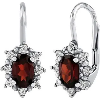 Náušnice Stříbrné náušnice Lina s přírodním granátem a Brilliance Zirconia JSW2001SGRKL