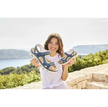 Dámské sandále Dámské sandále 64066-14 Rieker modré Barva: blau kombi, Velikost: 38