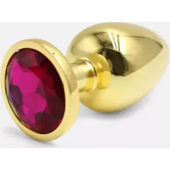 Anální kolík Kovový anální kolík s kulatým drahokamem L, šířka: 4,1 cm - Zlatá